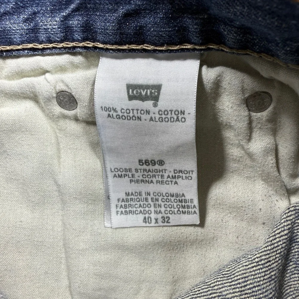 Levis 569 Loose Straight Jeans Mens 40x32 Blue Denim Medium Wash Classic Y2K